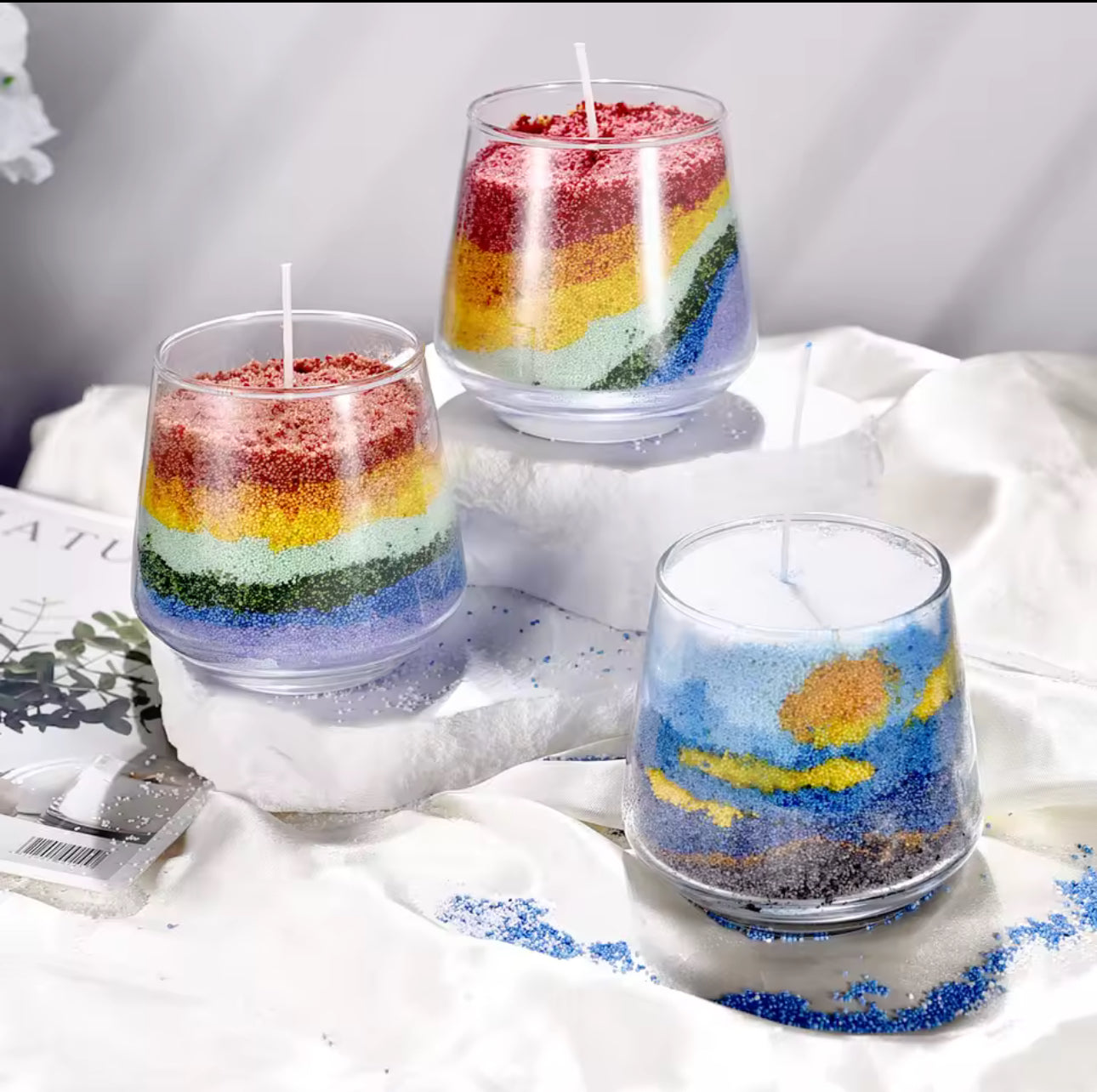 Refillable sand candle wax + 15 Wicks